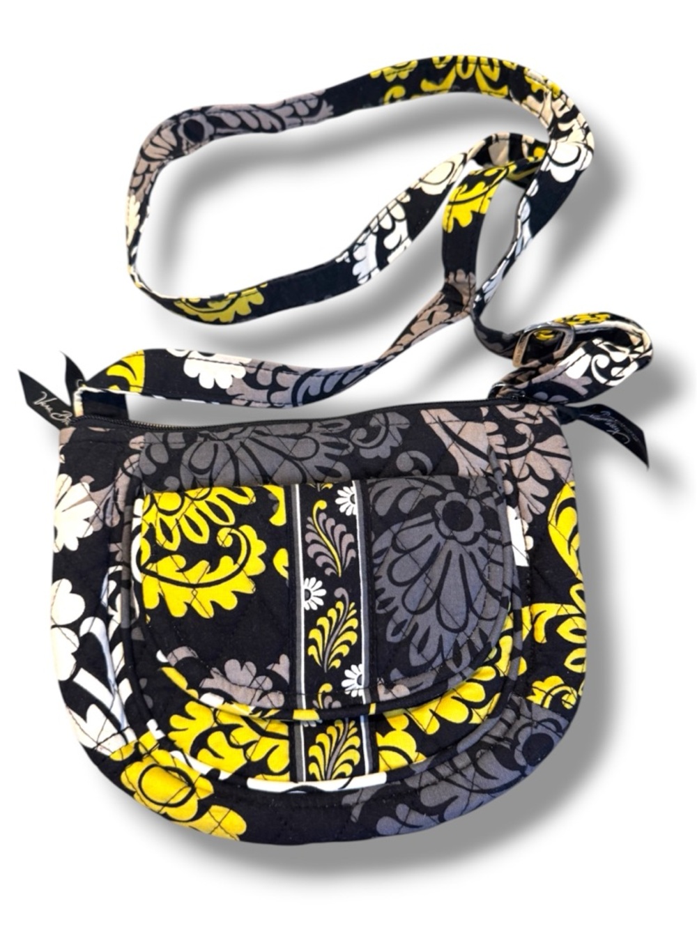 Vera Bradley Black, Yellow & Gray Floral Quilted Crossbody